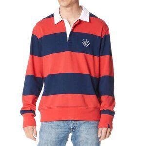 Rag & Bone Striped Rugby Polo Shirt Blue Red Preppy Top Mens